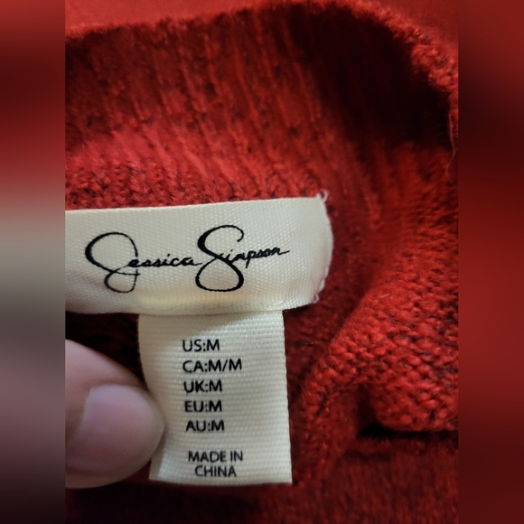 Jessica Simpson - NWOT-Alpaca Blend Red Snowflake Ski Cropped Sweater - Size M - Picture 3 of 5